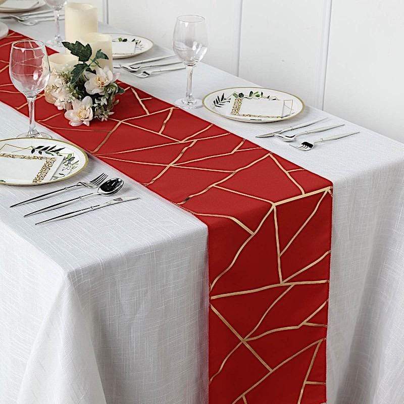 12"x108" Geometric Polyester Table Runner Wedding Linens