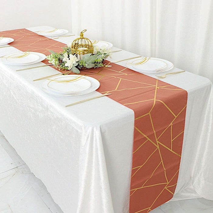 12"x108" Geometric Polyester Table Runner Wedding Linens