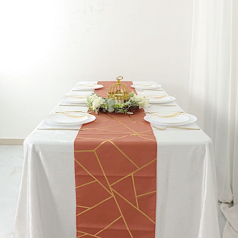12"x108" Geometric Polyester Table Runner Wedding Linens