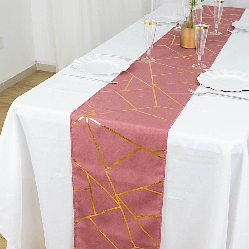 12"x108" Geometric Polyester Table Runner Wedding Linens
