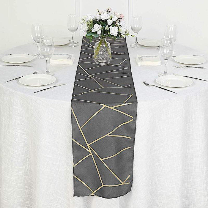 12"x108" Geometric Polyester Table Runner Wedding Linens RUN_FOIL_044_G