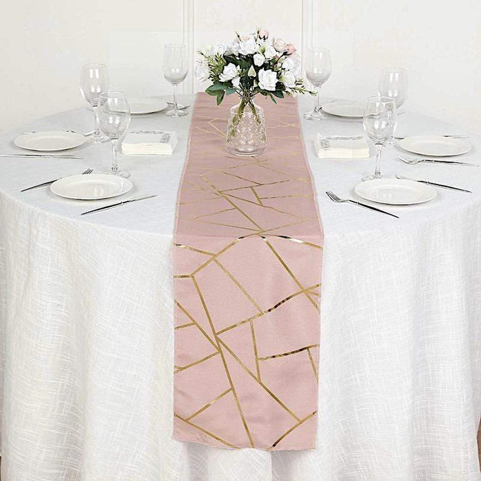 12"x108" Geometric Polyester Table Runner Wedding Linens RUN_FOIL_080_G
