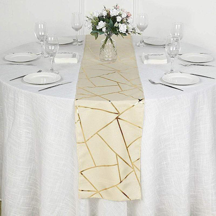 12"x108" Geometric Polyester Table Runner Wedding Linens RUN_FOIL_081_G