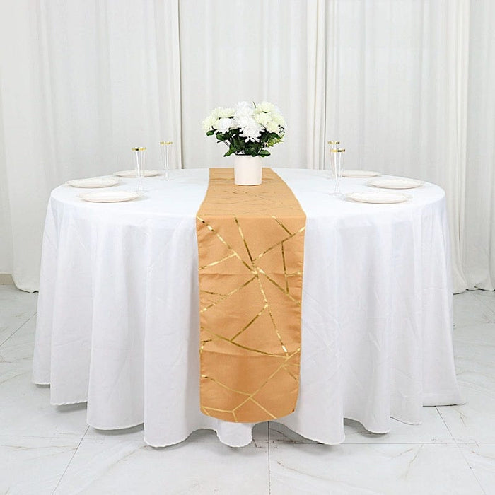 12"x108" Geometric Polyester Table Runner Wedding Linens RUN_FOIL_GOLD_G