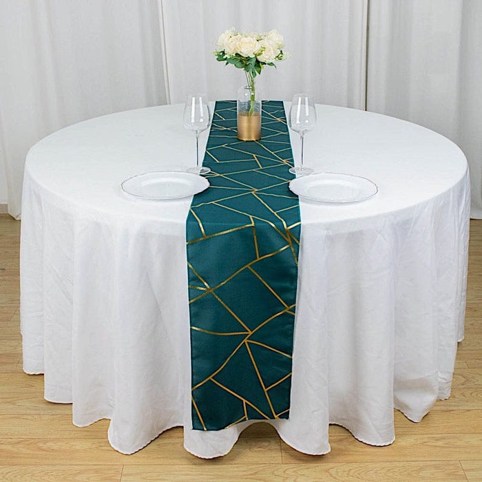12"x108" Geometric Polyester Table Runner Wedding Linens RUN_FOIL_PCOK_G