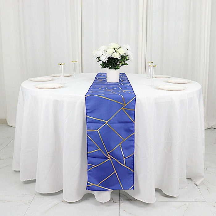12"x108" Geometric Polyester Table Runner Wedding Linens RUN_FOIL_ROY_G