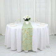 12"x108" Geometric Polyester Table Runner Wedding Linens RUN_FOIL_SAGE_G