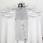 12"x108" Geometric Polyester Table Runner Wedding Linens RUN_FOIL_SILV_G