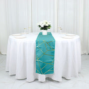 12"x108" Geometric Polyester Table Runner Wedding Linens RUN_FOIL_TEAL_G