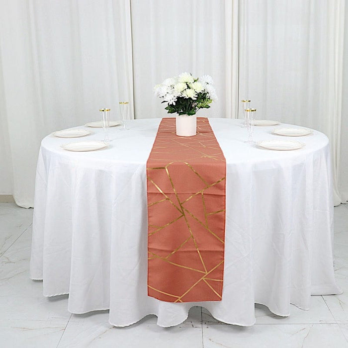 12"x108" Geometric Polyester Table Runner Wedding Linens RUN_FOIL_TERC_G