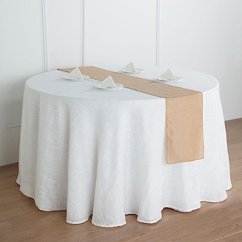 12"x108" Premium Faux Burlap Polyester Table Runner
