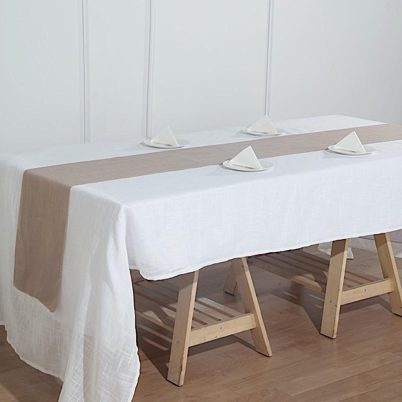 12"x108" Premium Faux Burlap Polyester Table Runner