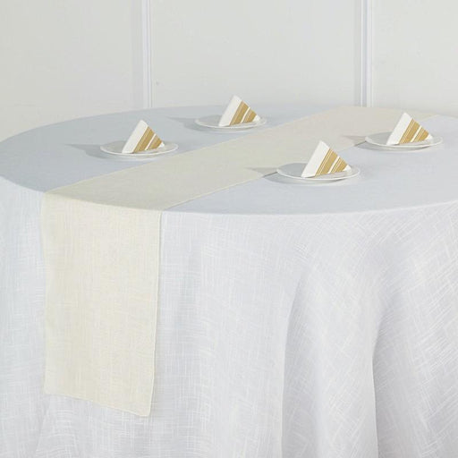 12"x108" Premium Faux Burlap Polyester Table Runner RUN_JUTE02_IVR