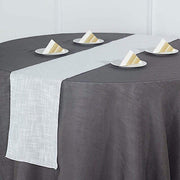 12"x108" Premium Faux Burlap Polyester Table Runner RUN_JUTE02_WHT