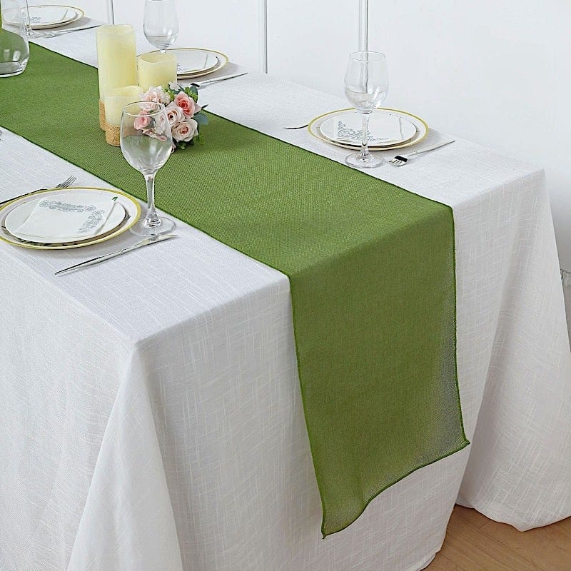 12"x108" Striped Faux Burlap Table Runner RUN_JUTE03_MOSS