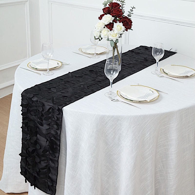 12"x108" Taffeta Table Runner with 3D Leaves Petals Design