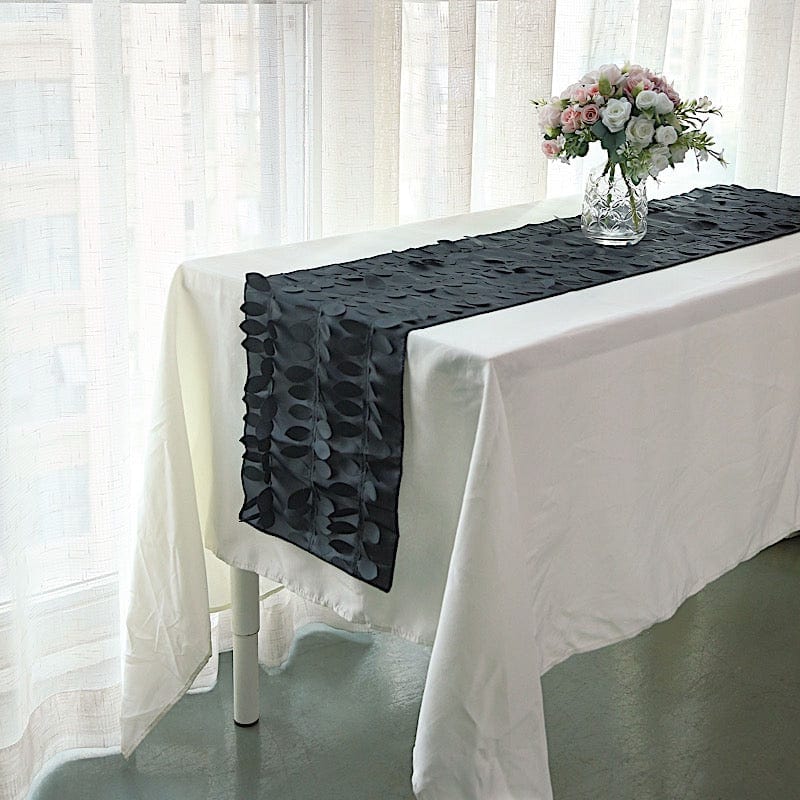 12"x108" Taffeta Table Runner with 3D Leaves Petals Design