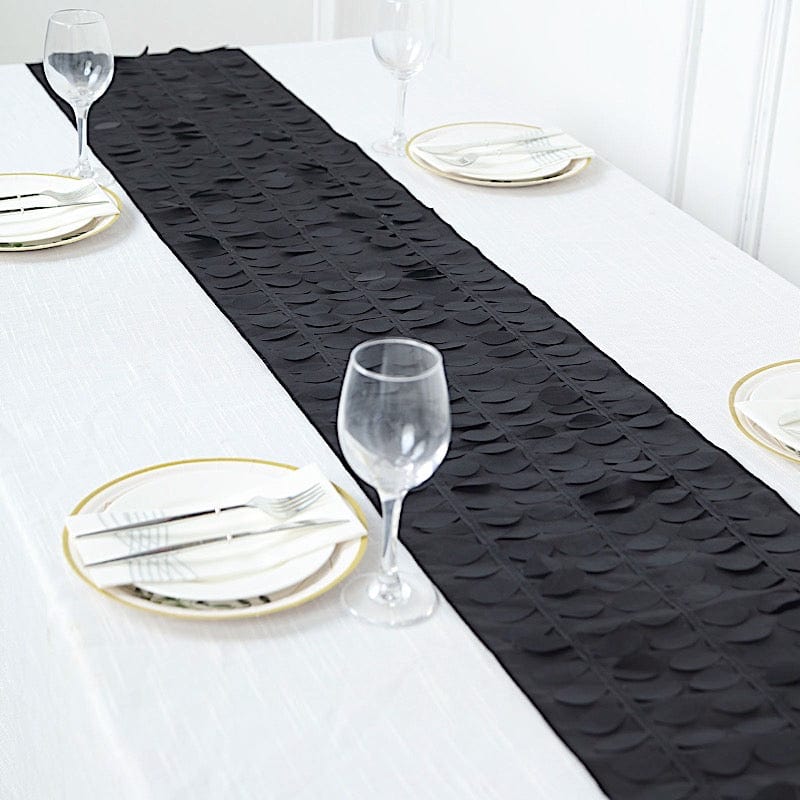 12"x108" Taffeta Table Runner with 3D Leaves Petals Design