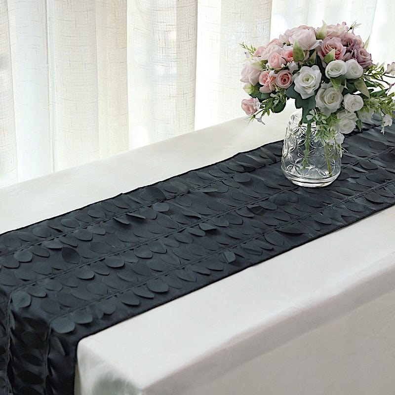 12"x108" Taffeta Table Runner with 3D Leaves Petals Design