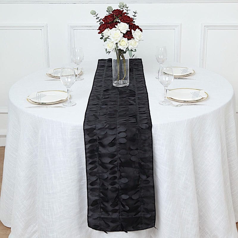 12"x108" Taffeta Table Runner with 3D Leaves Petals Design