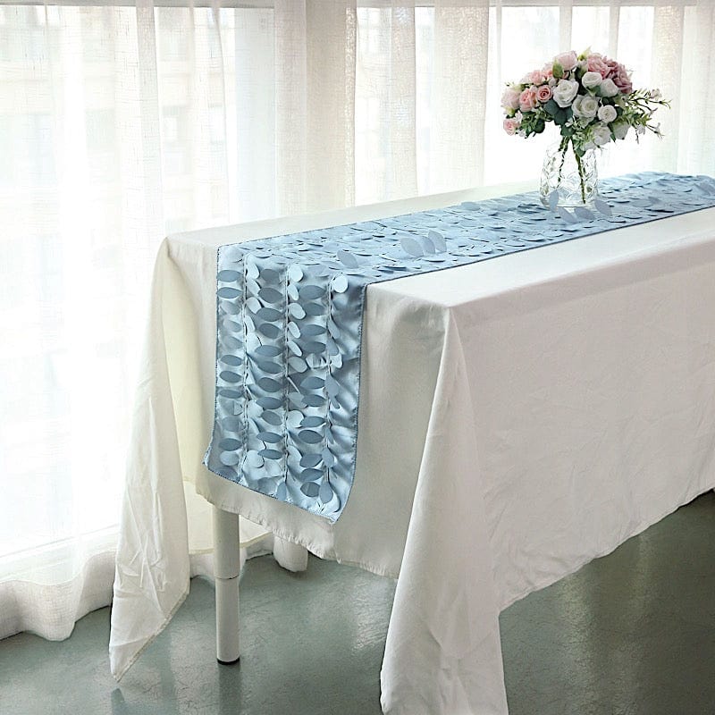 12"x108" Taffeta Table Runner with 3D Leaves Petals Design