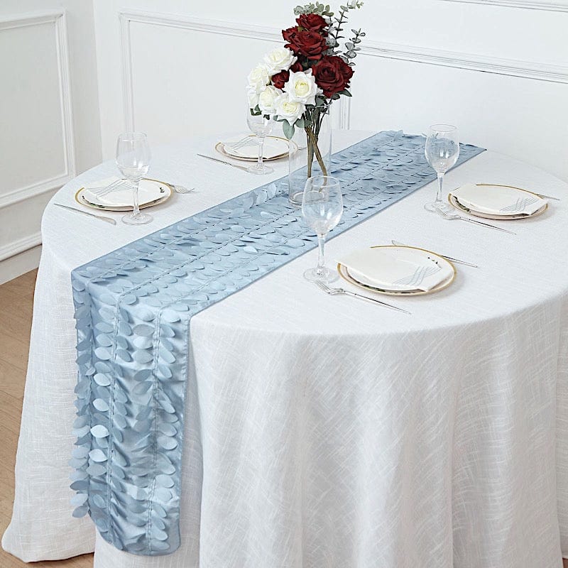 12"x108" Taffeta Table Runner with 3D Leaves Petals Design