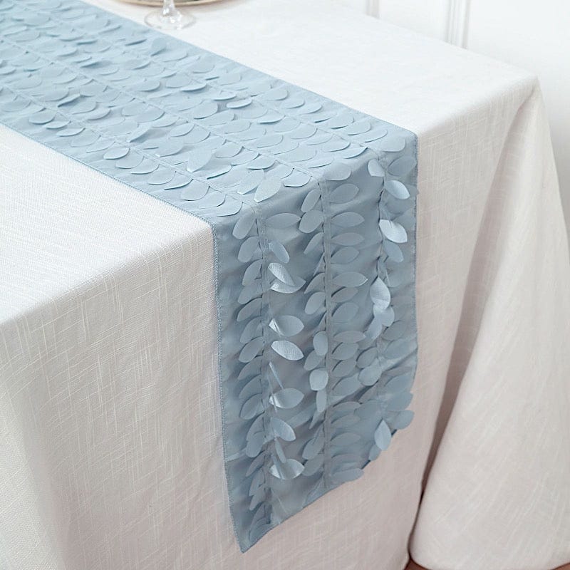 12"x108" Taffeta Table Runner with 3D Leaves Petals Design