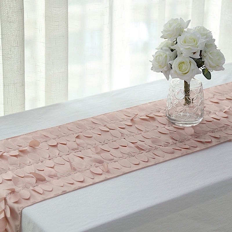 12"x108" Taffeta Table Runner with 3D Leaves Petals Design