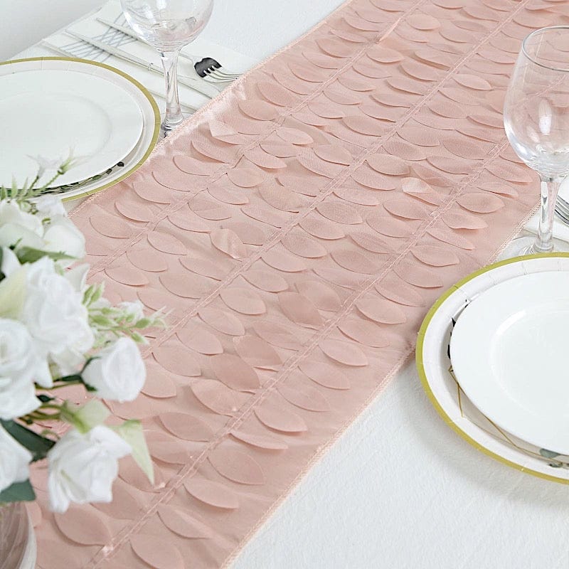 12"x108" Taffeta Table Runner with 3D Leaves Petals Design