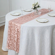12"x108" Taffeta Table Runner with 3D Leaves Petals Design