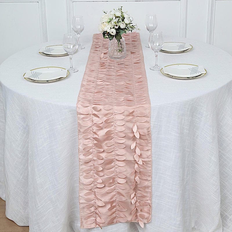 12"x108" Taffeta Table Runner with 3D Leaves Petals Design
