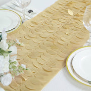 12"x108" Taffeta Table Runner with 3D Leaves Petals Design