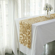 12"x108" Taffeta Table Runner with 3D Leaves Petals Design