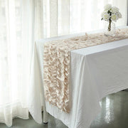 12"x108" Taffeta Table Runner with 3D Leaves Petals Design