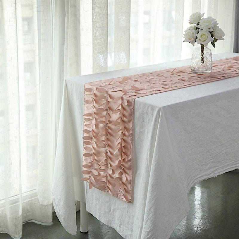 12"x108" Taffeta Table Runner with 3D Leaves Petals Design