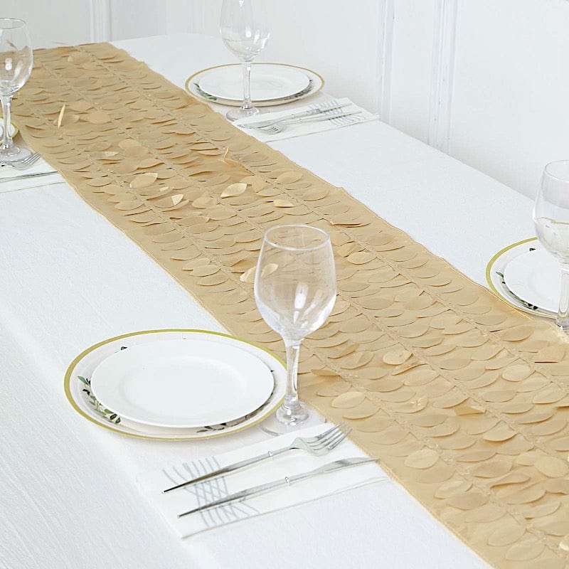 12"x108" Taffeta Table Runner with 3D Leaves Petals Design