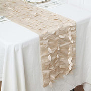 12"x108" Taffeta Table Runner with 3D Leaves Petals Design
