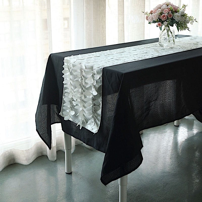 12"x108" Taffeta Table Runner with 3D Leaves Petals Design