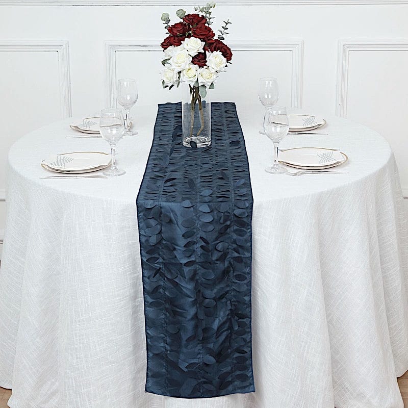 12"x108" Taffeta Table Runner with 3D Leaves Petals Design