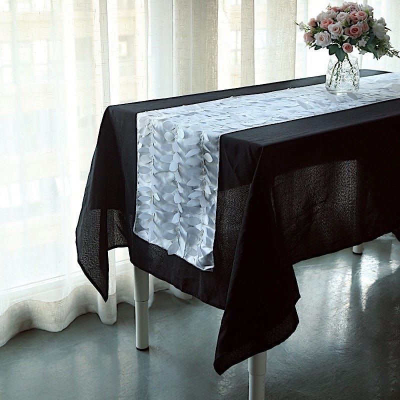 12"x108" Taffeta Table Runner with 3D Leaves Petals Design