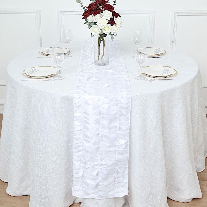 12"x108" Taffeta Table Runner with 3D Leaves Petals Design