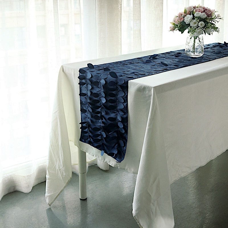 12"x108" Taffeta Table Runner with 3D Leaves Petals Design