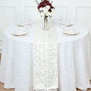 12"x108" Taffeta Table Runner with 3D Leaves Petals Design