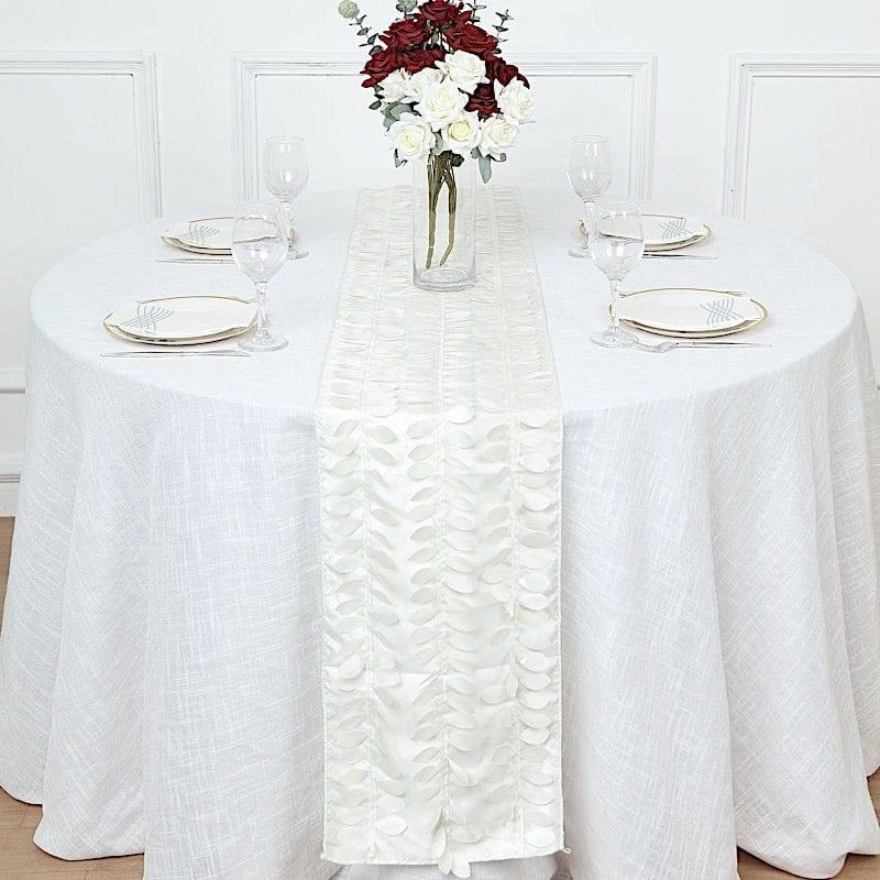 12"x108" Taffeta Table Runner with 3D Leaves Petals Design