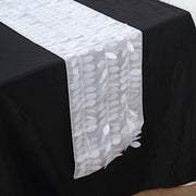 12"x108" Taffeta Table Runner with 3D Leaves Petals Design