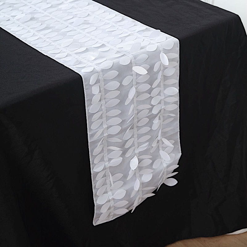 12"x108" Taffeta Table Runner with 3D Leaves Petals Design