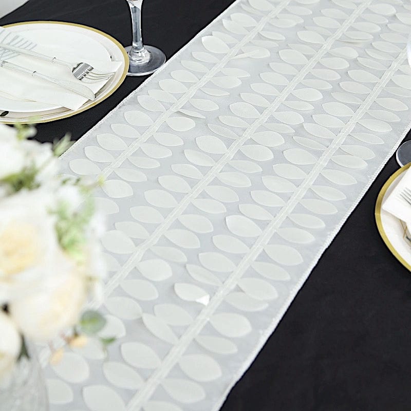 12"x108" Taffeta Table Runner with 3D Leaves Petals Design