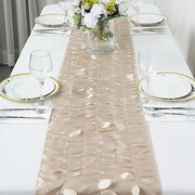 12"x108" Taffeta Table Runner with 3D Leaves Petals Design RUN_LEAF_081