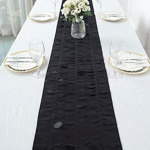 12"x108" Taffeta Table Runner with 3D Leaves Petals Design