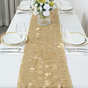 12"x108" Taffeta Table Runner with 3D Leaves Petals Design RUN_LEAF_CHMP